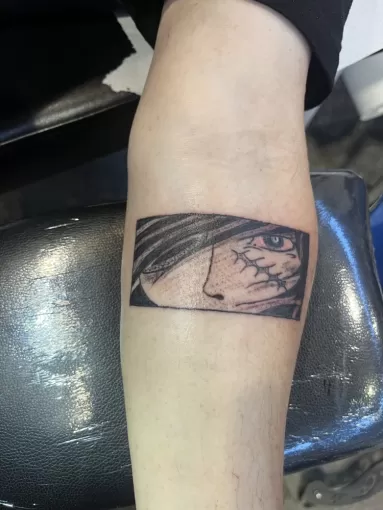 Tatouage dessin animé, tatoué sur Souston., Dax, L'Encre du Paradis