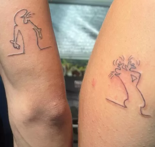 Tatouage fineline pour couple, tatoué sur Heugas., Dax, L'Encre du Paradis