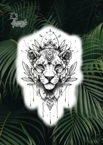Projet de tatouage ornemental animalier: lionne, à tatouer sur Dax et région., Dax, L'Encre du Paradis