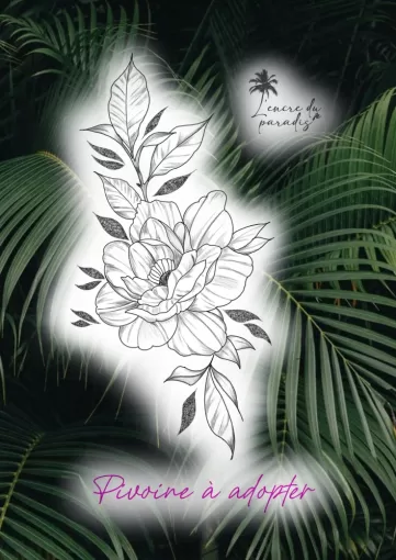 Projet tatouage floral, à adopter: pivoine toute en délicatesse. Dax et Nouvelle-Aquitaine., Dax, L'Encre du Paradis